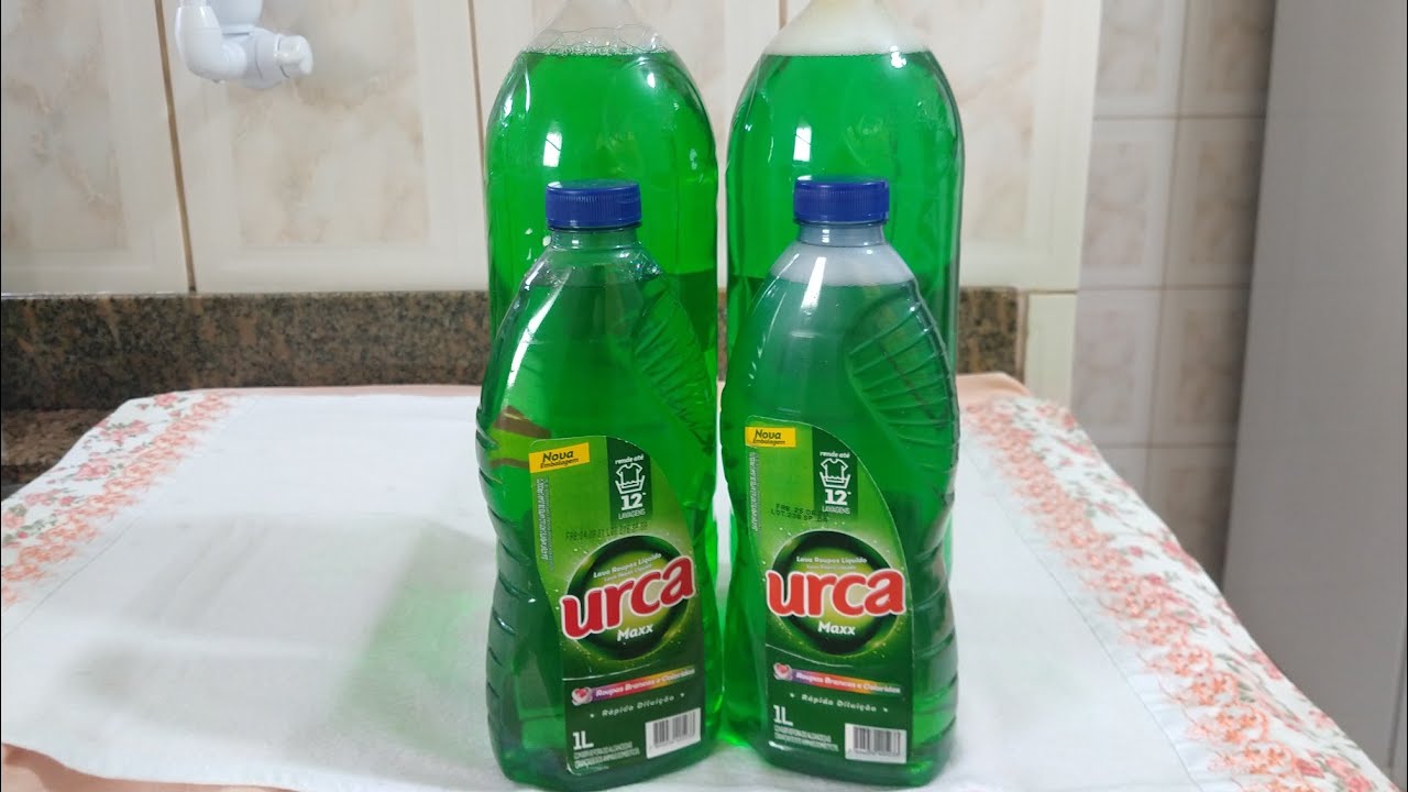 Com 1 litro de sabão Urca verde  você faz  3 litros  de sabão líquido