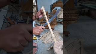 Membilah Bambu Jadi Tipis Untuk Bahan Miniatur Perahu