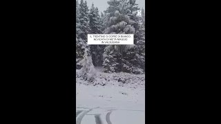Nevicata di metà maggio in Trentino: la Valsugana si tinge di bianco