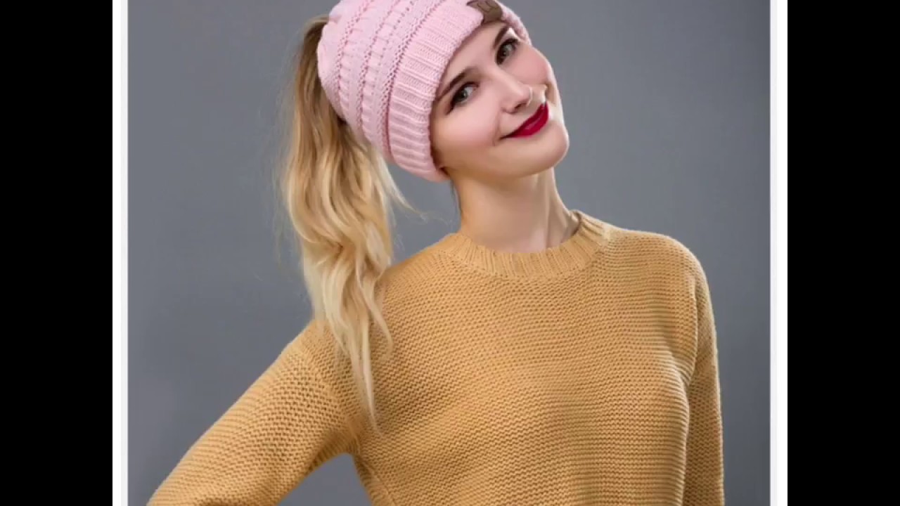Soft Knit  Ponytail Beanie for Women