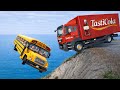 BeamNG.drive School Bus Crash Test 😱 | Dangerous Cliff Road Accident 🔥 #131