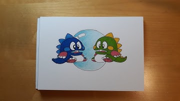 Drawing Bubble Bobble from classic arcade game [ short timelapse video ]