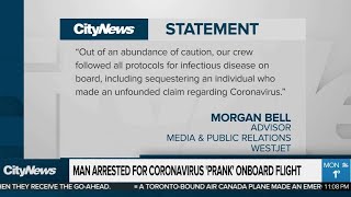 Man arrested for coronavirus 'prank' on-board flight