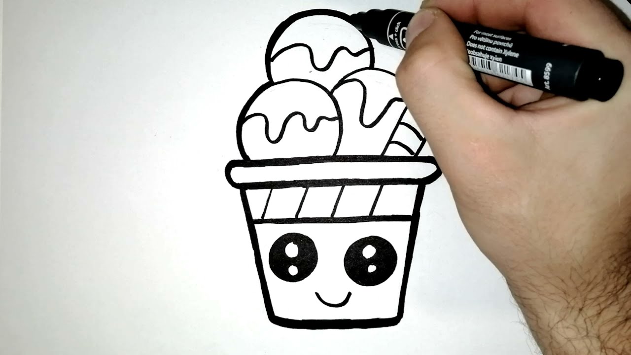 How to draw a cute cup of ice cream - YouTube