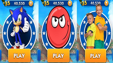 Sonic Dash vs Vlad and Niki Run vs Red Ball Super Run - All Characters Unlocked Showcase - Gameplay