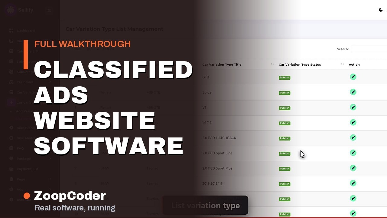 Opening frame of the demo: Classified Ads Website Software - Complete admin panel tour