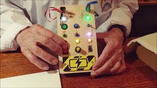 Kid's Busy Board -Fun way for kids to learn to use many types of light switches to turn LEDs on/off!