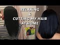 RELAXING MY HAIR AT HOME & CUTTING IT AFTER A SETBACK - comment je défrise mes cheveux moi même