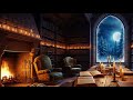 Noble Medieval Library 👑📚 | Snow Outside Window | 3 Hours Cozy Fireplace Ambience
