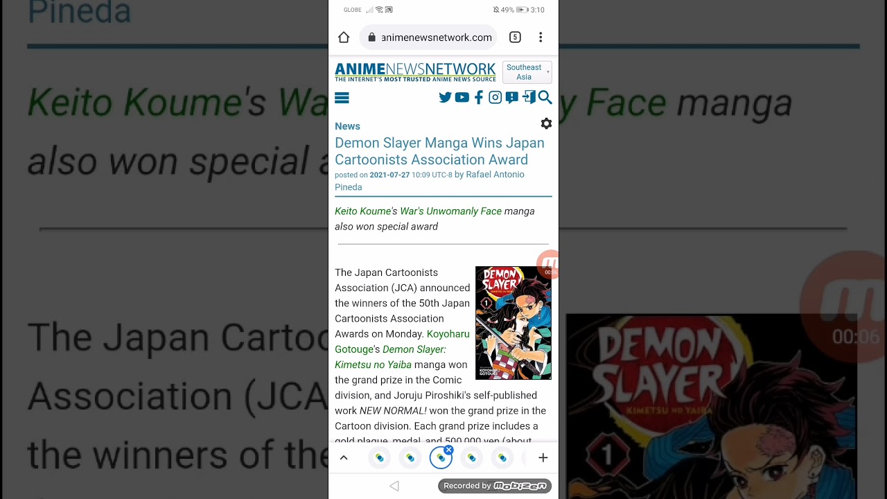 Demon Slayer Manga Wins Japan Cartoonists Association Award