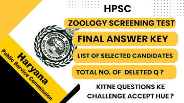 HPSC A.P ZOOLOGY FINAL ANSWER KEY I LIST OF SELECTED CANDIDATES IN ZOOLOGY SCREENING TEST I HPSC