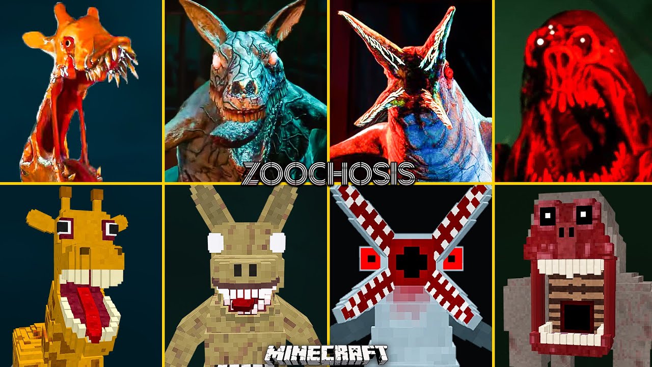 Zoochosis ALL JUMPSCARES vs MINECRAFT