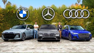 2023 BMW 7 Series vs Mercedes S-Class vs Audi S8 // Ultimate German Luxury Face-Off screenshot 4