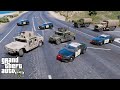 GTA 5 California Highway Patrol Escorting A Military Convoy To The City Center To Set Up A Base