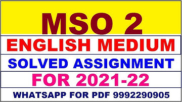 MSO 2 Solved Assignment 2021-22 in ENGLISH,  Whatsapp For Pdf  9992290905.