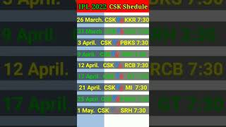 IPL 2022 - CSK Full IPL Schedule Release | CSK Full Matches 2022 Shedule CSK vs KKR First match