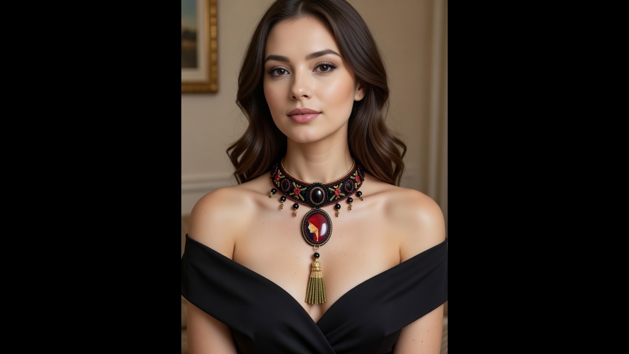 Вышиваю колье с винтажной миниатюрой, процесс