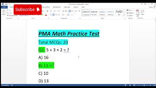 PMA Math Practice Test | Basic MCQs with Answers | BODMAS Rule Explained