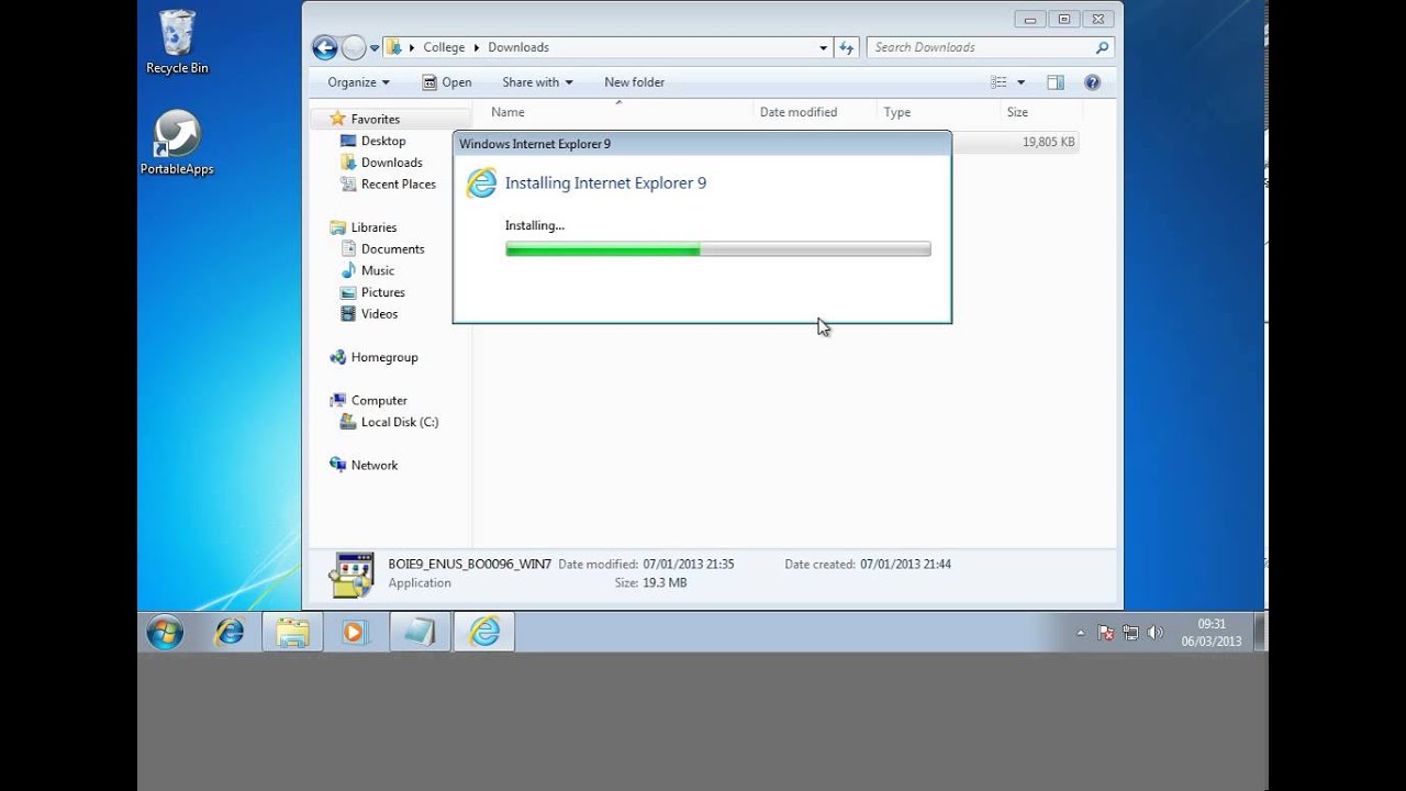 upgrade of IE8 to IE9