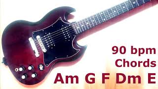 Beginner guitar ballad backing track for guitar and bass from Am 90bpm