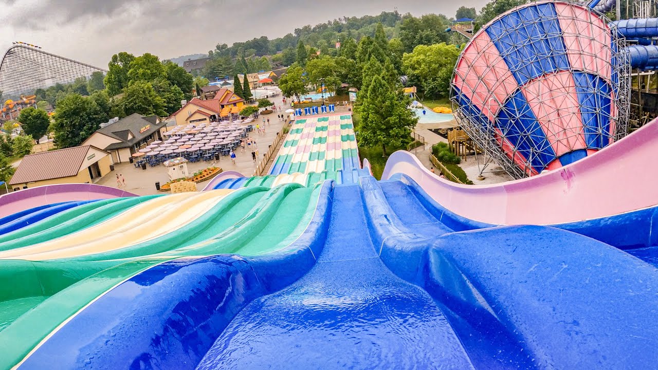 Amazing Racer Water Slide w/ 10 LANES! Jungle Racer - Holiday World ...