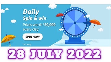 Amazon Funzone Daily Spin and Win Quiz Answers Today|28 July 2022 | Daily Quiz Time
