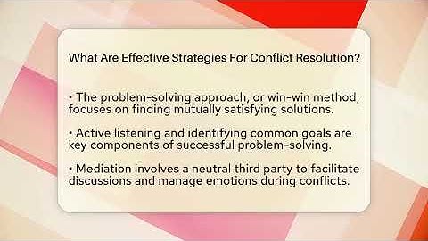 What Are Effective Strategies For Conflict Resolution? - Child Welfare Network