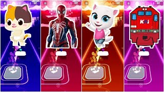 Baby Bus The Dangerous🆚Marvel's Spider Man🆚Talking Tom Angela🆚Bus Eater💥WHO WILL WIN💥TILES HOP