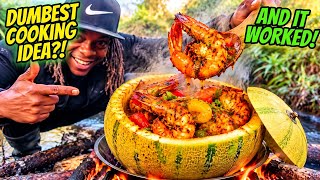 I COOKED GIANT SHRIMPS! INSIDE A MELON 🤯