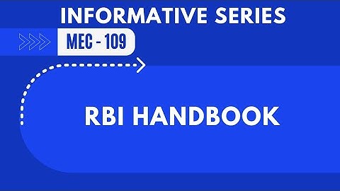 Mec - 109 | RBI Handbook | INFORMATIVE SERIES