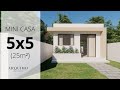 Plano de casa 5x5  tiny house  mini casa 25 m 5x5 house 25 sqm small house design idea