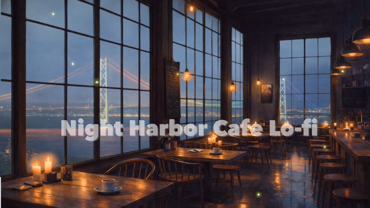 Cafe Work Lo-fi | 4 Hours Chill Coffee Beats | Harbor Night Study Ambience