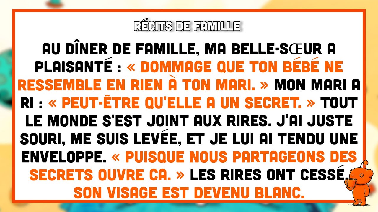 Ma belle-sœur s'est moquée de moi au dîner à propos de mon bébé, alors je lui ai donné l'enveloppe