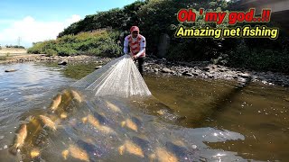 Oh, my God..!!  fishing nets only in small rivers the result is like this .. !! tradisional fishing