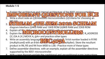 Microcontrollers important questions for VTU exam 2022 scheam 4th semester ECE stream