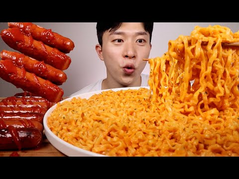 오리지널 소시지 먹어볼게요 은근 맵다 ASMR MUKBANG CREAM CARBO <strong>FIRE</strong> NOODLES EATING <strong>SHOW</strong>