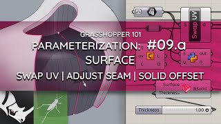 Celebrity Grasshopper 101: Parameterization | #09.a Swap Surface UV, Adjust Seam, Offset Solid Wealth