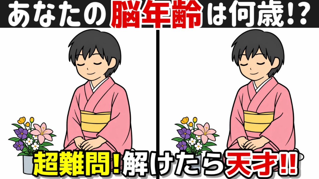【間違い探し×脳トレ!!】脳トレで若々しく!! 間違い探しで脳トレを始めましょう！間違い探しは記憶力向上、集中力向上、認知症予防に効果的です！