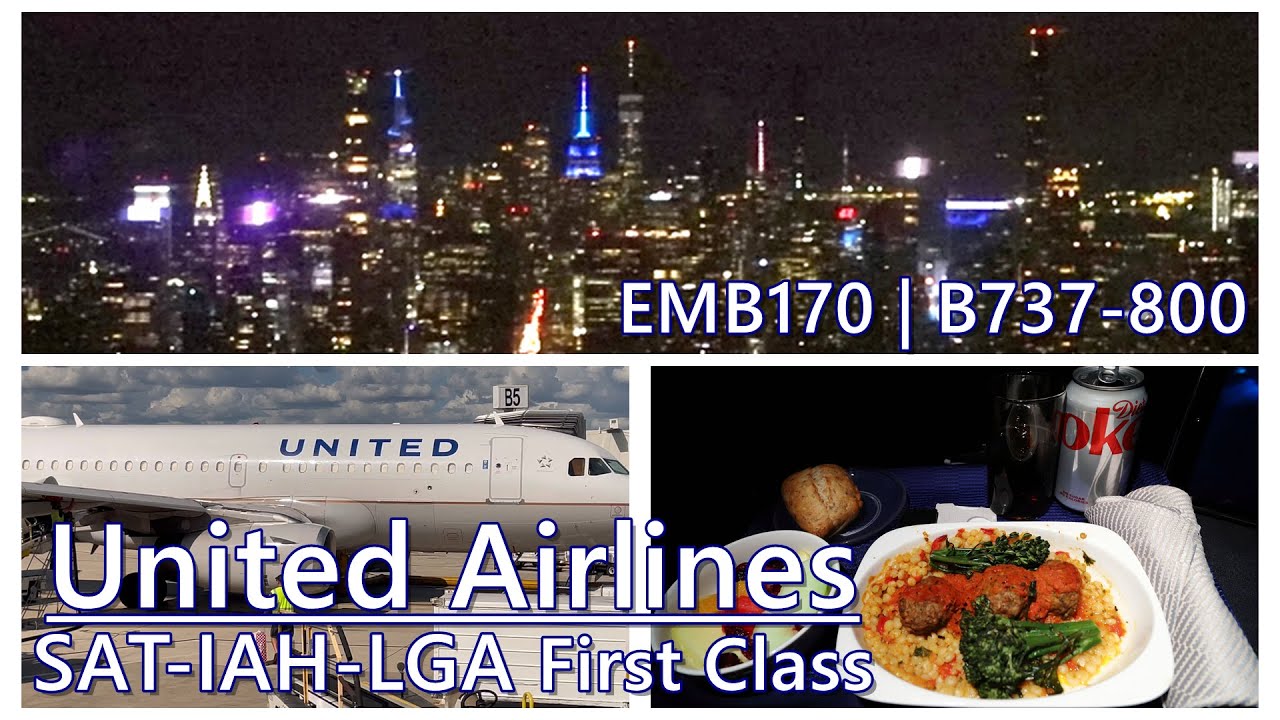 United Airlines EMB170 / B737800 First Class San Antonio(SAT) via