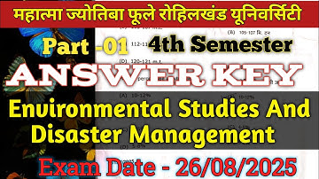 Answer Key 🗝️| Environmental Studies And Disaster Management Bsc Ag 4th Semester #mjpru_paper 