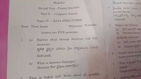 Degree 1st year 2nd sem data structures 2020 exam paper #degree#2020#datastructure#