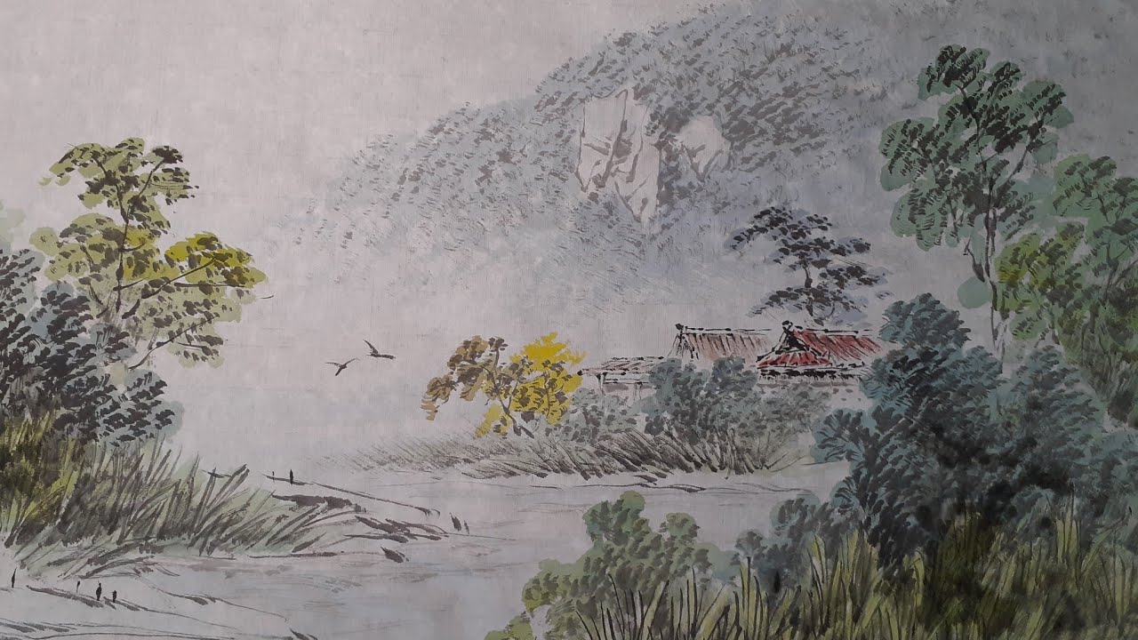 시골 풍경#한국화 #산수화 #풍경화 #청사 그림교실