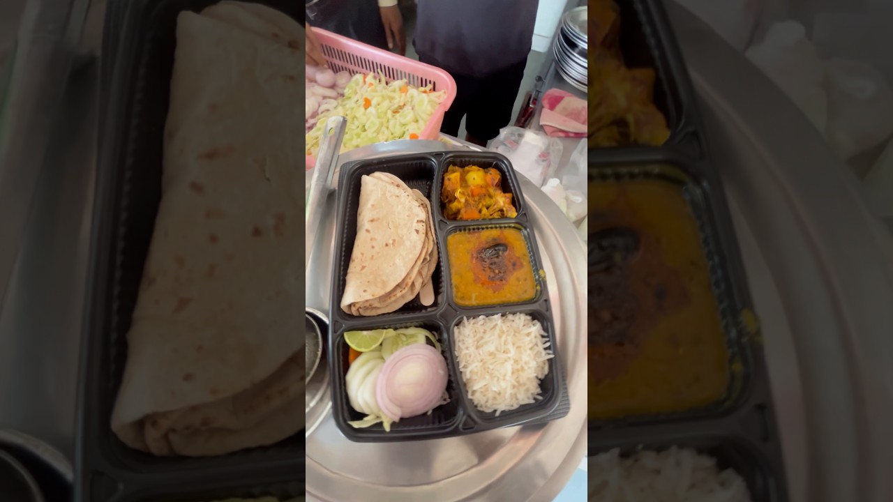 Simple Dal Sabji Roti Chawal Thali Packing 