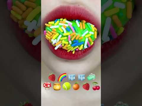 ASMR【chewing sound 咀嚼音】eat🍓🌈🧊🧊💿🍄🍯⚾🍊🍓🍒を食べる #asmr #咀嚼音 #音フェチ #口元だけ