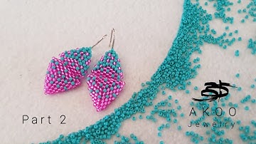 Peyote triangle earrings tutorial #14(beaded tutorials) part2