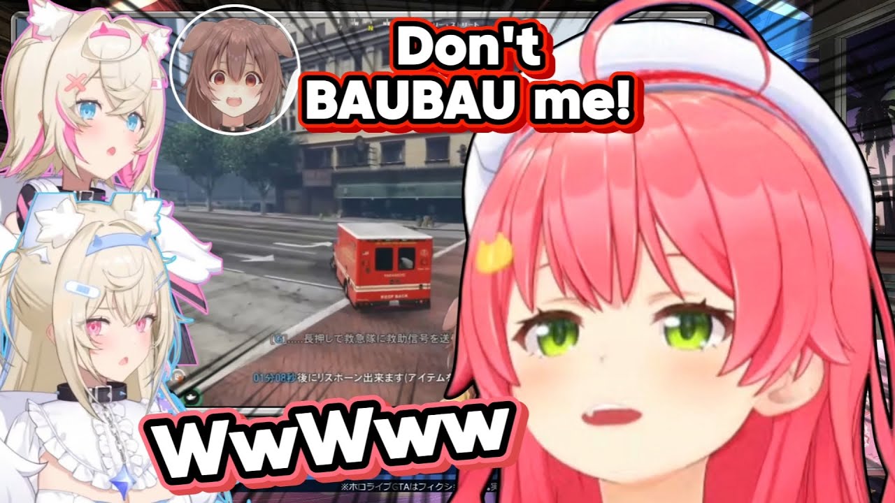 Miko's Reaction to Clip of FuwaMoco Flinging Korone Out of Ambulance【Hololive】