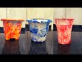 Como pintar  vasos  de plástico com bolhas de sabão coloridas.