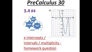 PC 30 3.4 #4 x-intercepts, intervals, multiplicity homework question