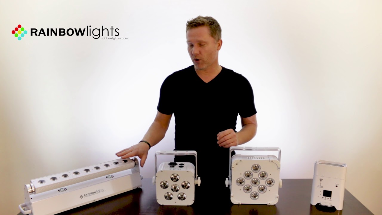 Rainbow Lights company overview - Battery powered wireless dmx uplighting store based in USA, IL.