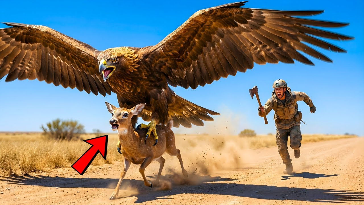 Heroic Rescue Man Saves Innocent Deer from GIANT Eagle Attack 🦅🦌